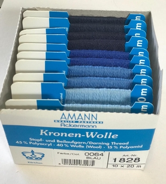 Kronen-Wolle AMANN 20m (10 Stuck), Blau Farben